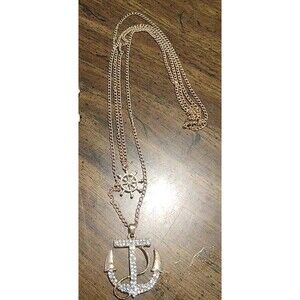 Anchor Sailor Nautical Necklace  Gold Tone